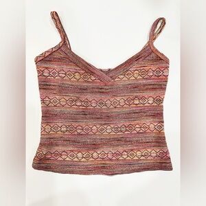 Y2K Knit Tank Top Poetry Clothing Pink Boho Festival Geometric Cami